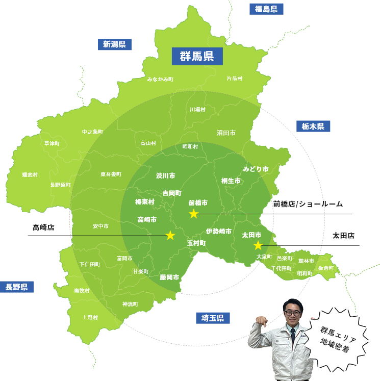 群馬エリア地域密着 周辺地域のイラスト