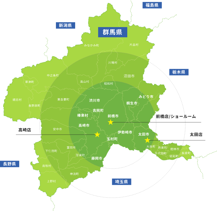 施工対応エリア 地図