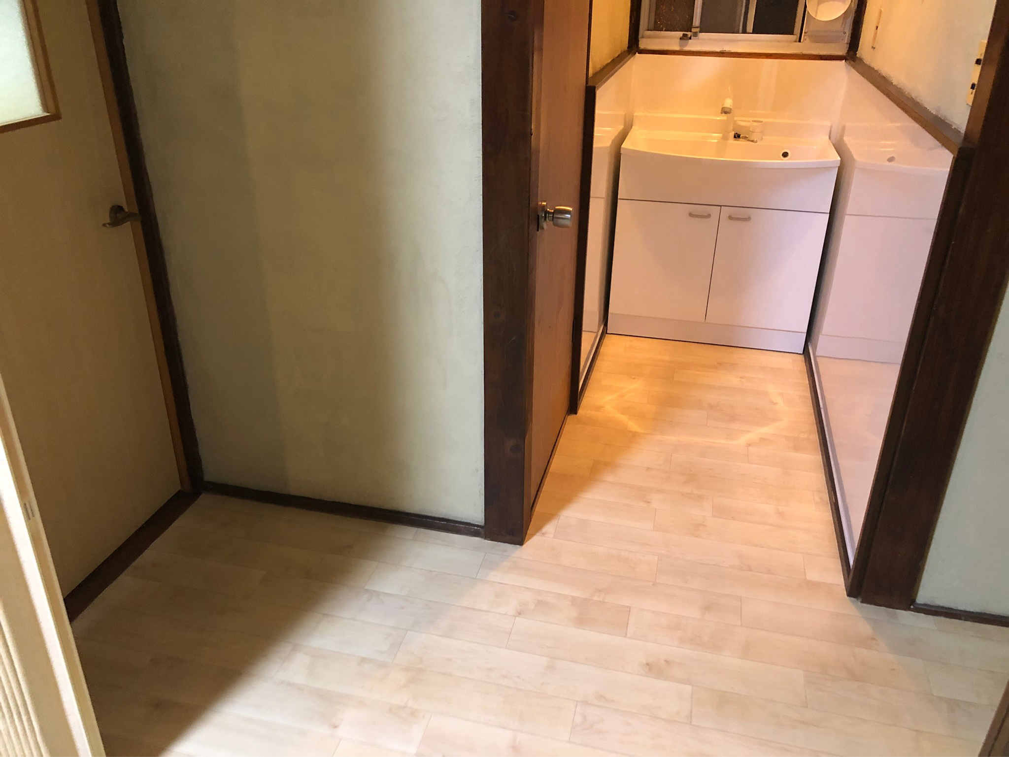 前橋市南町Ａ様　 Panasonic AW（下台のみ） 洗面化粧台/床張替え
